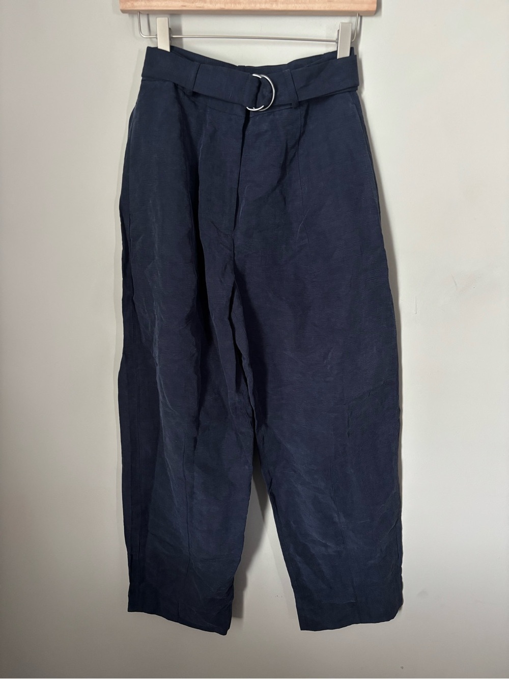 NWT Banana Republic Navy TENCEL Linen Blend Paperbag Wide Leg Pants Size 2 - Picture 2 of 7